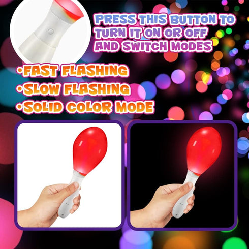 Pack 3, ArtCreativity Light-Up Color Changing Maracas, of Flashing LED Music Hand Shakers, Fun Noise Makers and Toy