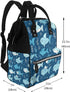 FHEDVBN Backpack Mummy Backpacks Daypack Cute Blue Fish Diaper Bag for Women Multifunction Waterproof for Mom Dad