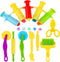 Play Dough Tools Kit, 12 pcs Plastic Playdough Tools with Extruders, Scissors, Rollers and Cutters in Random Color