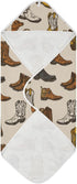 Caikeny 35x35 Inch Baby Towel Cowboy Boots Baby Hooded Towel Brown Soft Cotton Bath Towels for Baby Newborns Hooded