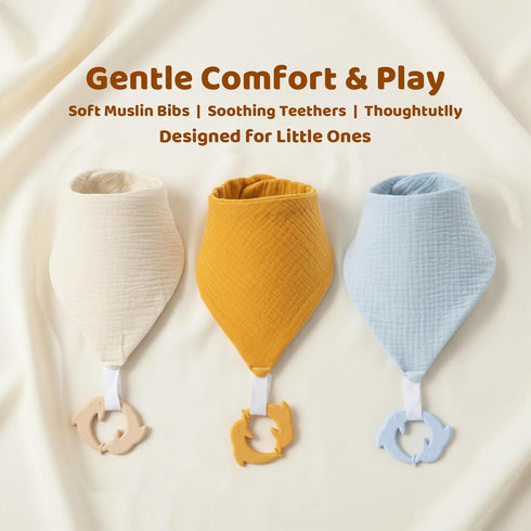 COOROBIN 6-pack 100% Baby Bandana Drool Bibs - Cotton Baby Bibs with Teether for Teething