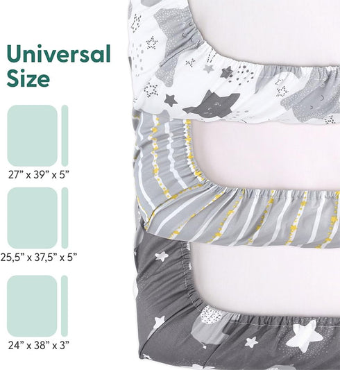 Set, Pack The Peanutshell Mini Crib Fitted Sheets Playard, Play Sheets, Playpen, Elephant Stars
