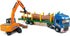 2 1 Playset Timber Transport Truck Log Trailer with Loading Wood Grab Logging Flatbed Truck Toy Carrier Semi Tow Trucks