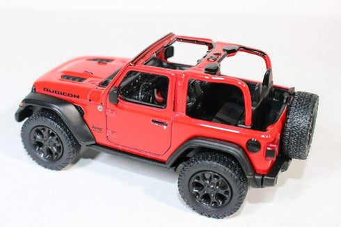 Jeep Wrangler Rubicon Off Road Die Cast Model by KiNSMART - 5 inch 1:34 Scale Toy Car (Red Opentop)