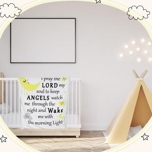 Peryiter Plush Baby Blanket for Baptism Gift, Dotted Backing, Scripture Quote Blanket for Newborn Boy Girl, 30" x 40"