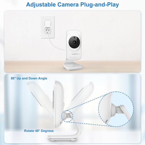 ChildsFarm 5 inch 1000ft 2-Way 8 Baby Monitor with Camera and Audio - Screen Portable Baby Camera Monitor No WiFi