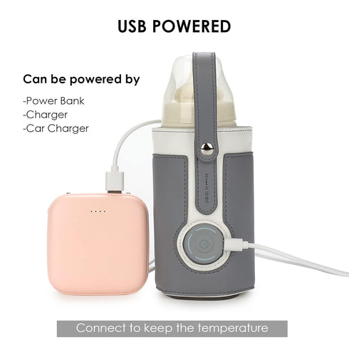 SONARIN 3 Baby Bottle Warmer Bag,Portable USB Powered Milk Bottle Warmer Heater Keeper Travel Thermostat Insulation