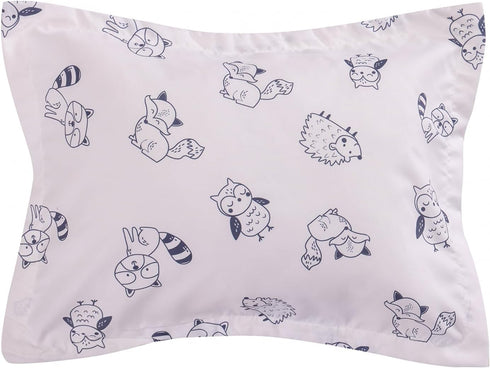CribMATE Set 3 Set Animal Nursery Crib Bedding for Boys Pieces Blue Raccoon Fox Owl Hedgehog Baby Boy Bedding