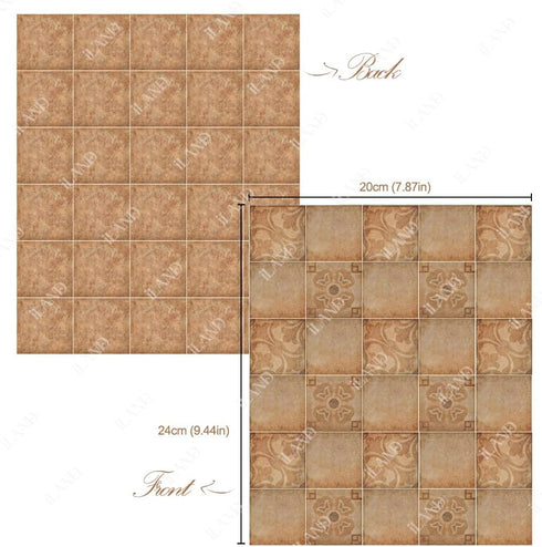 iLAND Dollhouse Flooring on 1/12 scale 1/6 scale, Miniature Dollhouse Accessories, 30pcs Double-Sided Dollhouse Floor Tiles (Classical Inlays & Marbling Pattern)