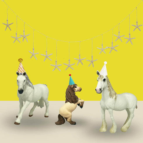 Gemini&Genius 3Pcs Horses Toy, Farm Animal Playset, Mare and Stallion with Baby Action Figures for Kids