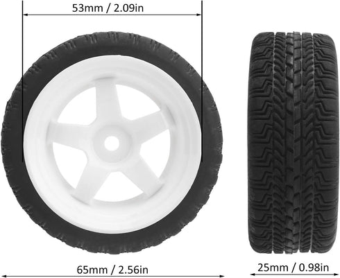 4Pcs 65mm RC Non-Slip Rubber Tires, Series Hub with Sponge Lining for WPL D12 1/10 Wheel Upgrade Accessories