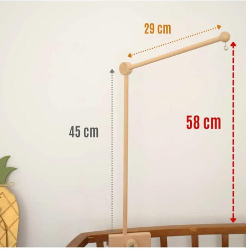 Black Wooden Crib Mobile Arm, Adjustable Mobile Holder for Crib and Desk Rotating Baby Mobile Hanger Nursery Decoration