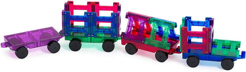 Set, 20 Set 4 Playmags Magnetic Tiles Train Piece Accessory Includes Trains, Stronger Magnets, Building Blocks Add-On