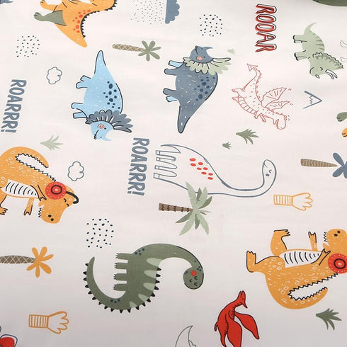 100% Set 3 Set Cotton inosaur Crib Bedding with Cute Animal Printed, Pieces Nursery Bed Decor for Baby Girls and Boys
