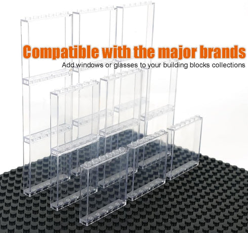 Clear Tranparent Flat Plates Bricks, 24 Pieces and Parts 1x6x5 Classic, Window Bulk Building Blocks Accessories (Transparent) (Tansparent 1x6x5)