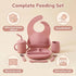Set 6+ 9pcs Silicone Baby Feeding BPA-Free Food Grade Silicone, Suction Plate, Bib, Training Cup & Utensils for Baby