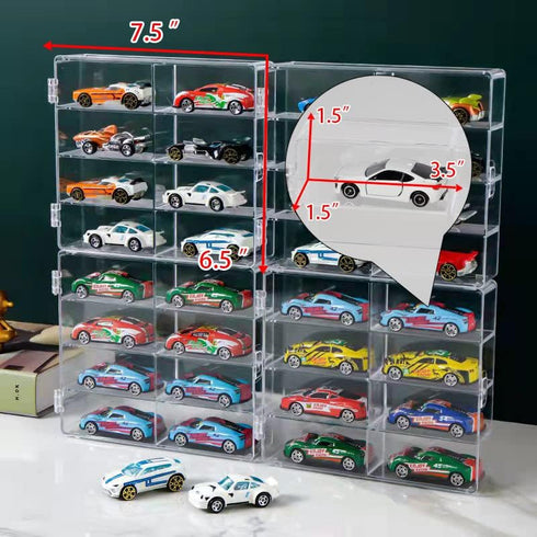 Hot 1/64 Scale Matchbox Wheels Toy Car Display Case, Holds 32 Cars, Dustproof Clear Organizer Box (4pcs)