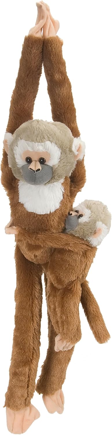 Wild Republic Squirrel Monkey with Baby Plush, 20 Inches, Gifts for Kids, Monkey Stuffed Animal