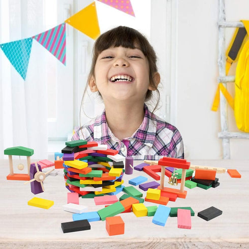 BigOtters Extra Large Domino Blocks Set - 108PCS Colorful Racing Tile Game Educational Toys for Boys Girls