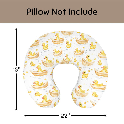 Wicbfdfv Cute Yellow Ducks Boats Nursing Pillow Cover Stretchy and Soft for Baby Girls Boys Rubber Duck Ships Bubble