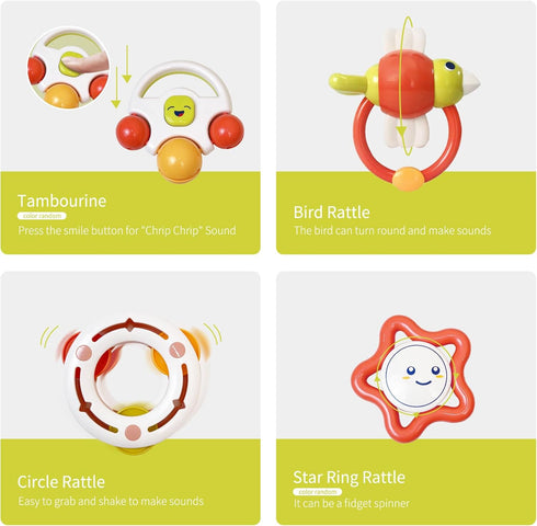 Set 0 1 2 3 4 5 6 7 8 9 10 11 12 Baby Gym Play Mat, Musical Activity Center for Baby, Baby Rattles Toys with Storage