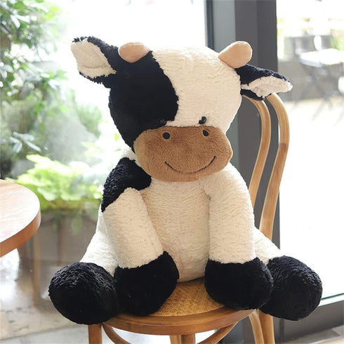 Cute Cattle Plush Toy, Cow Year Stuffed Animals Soft Doll for Kids, Birthday Gift (Black and White, 50cm/19inch)
