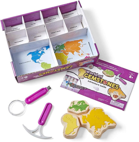 hand2mind World of Gemstones Dig Kit, 8 Real Gemstones to Uncover, Gem Digging Kit for Kids