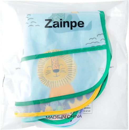 5Pcs 6-24 Zainpe Snap Baby Bibs for Boys Girls Months Waterproof Stain Resistant Feeding Bib with Food Catcher Pocket