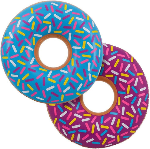 ArtCreativity Set of 2 Colorful 28 Inch Donut Tube Inflates, Durable Water Pool Toys for Kids, Birthday Party Supplies
