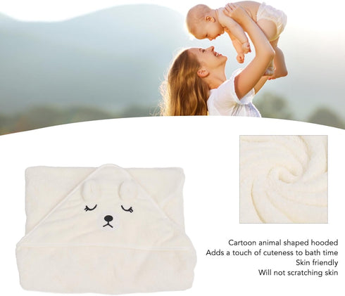 Hooded Baby Bath Towel, Cartoon Animal Baby Swaddle Towel, Soft Fleece Water Absorption Baby Towel Ultra Absorbent Bath