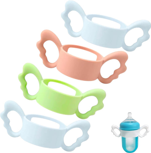 JXMYJR 4Pack Bottle Handles Compatible with Boon Nursh Reusable Silicone Pouch Bottles, Cute