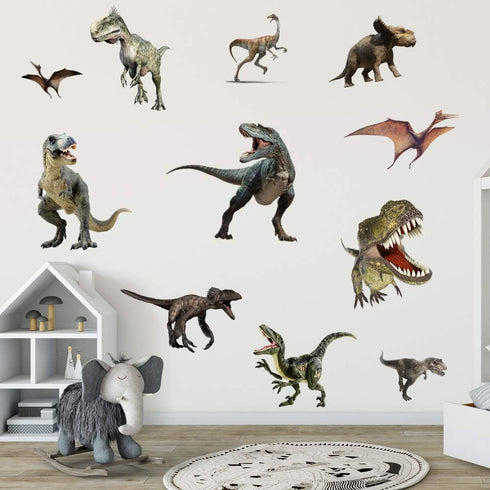 Kiddale 3D Watercolour Dinosaur Kids Wall Stickers, Peel and Stick Removable Wall Decals for Nursery Bedroom