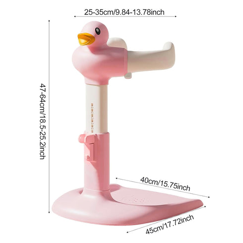 NYXIFYLO (824 Baby Shower Stand Adjustable Toddler Bath Seat Rack with Anti-Slip Base, Portable Duck Design Baby Bath
