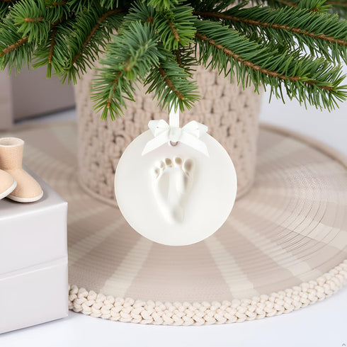 Tiny Ideas DIY No Mess Hanging Christmas Ornament Keepsake Kit, Baby Hand and Footprint Keepsake, White
