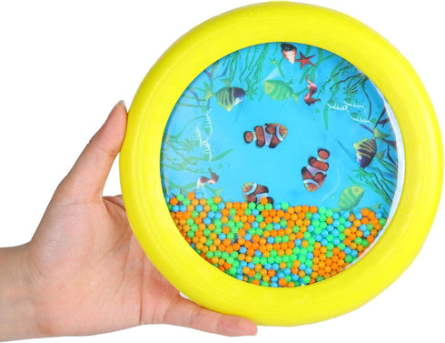 Ocean Drum Wave Bead Drum, Gentle Sea Sound Music Gift Musical Educational Tool for Kid Child Baby, Yellow