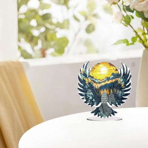 hospitian Sunset Diamond Painting Kits Desktop Ornaments for Adults,DIY Eagle Special Shaped Crystal Diamond Art