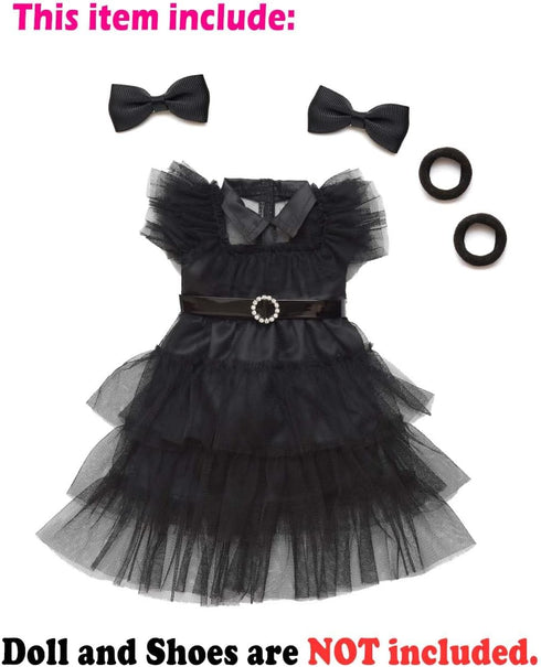 18 Inch Doll Clothes Black Party Dress Costume Doll Accessories for 18 Inch Dolls (Doll NOT Included)