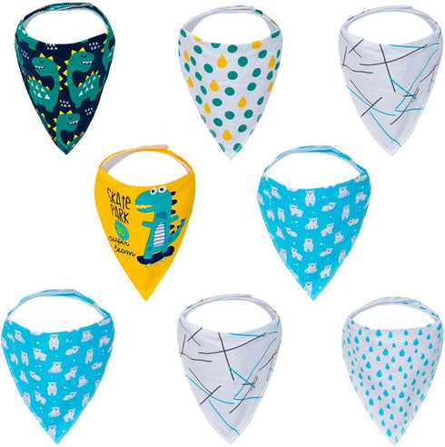 Bandana Bib Scarf Gift Set for Teething, Drooling, and Feeding Baby Bibs, Pack of 8 Bibs