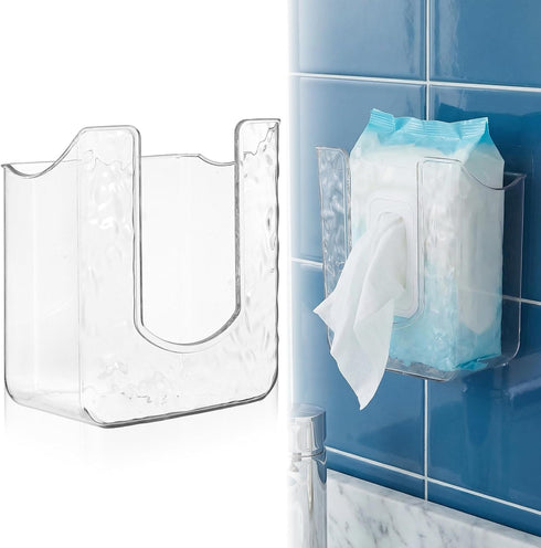 Piriuuo Wipes Dispenser, Wall-Mounted Wipes Holder for Bathroom Clear Wipe Dispenser Flushable Wipe