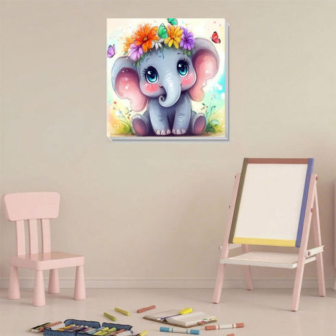 8-12 Decor(8x8 inch) Arttoplus Elephant Paint by Numbers Kit for Kids with Frame,Cute Kids Paint by Numbers Ages