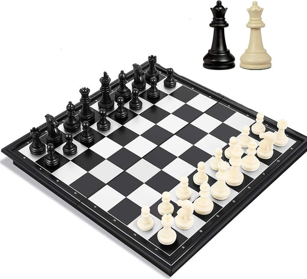 Travel Chess Set, 10 inch Magnetic Chess Board with 2 Extra Queen