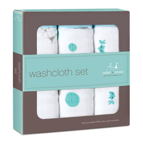 set 3 pack, aden + anais washcloth hide and sea