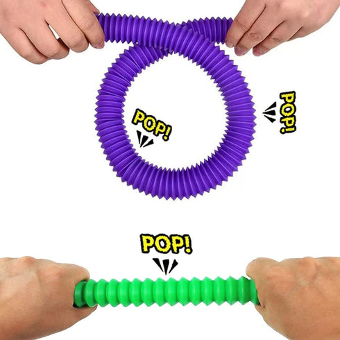 32Pack Pop Tubes - Fidget Tubes for Children and Adults - Sensory Fidget Toy Set for Stress Relief