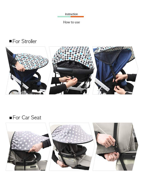 Manito Sun Shade for Strollers and Car Seats - Scandi Mosaic Black, UPF 50+
