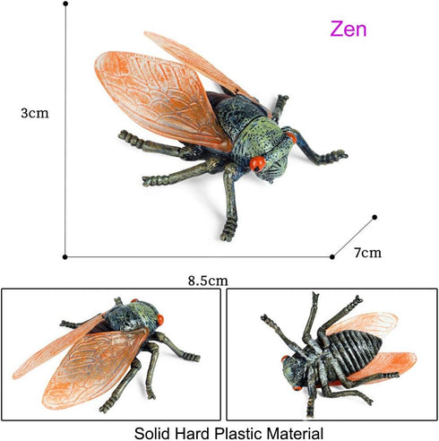 Animal Figures 3 pcs Realistic Plastic Golden Cicada Family, Educational Toys for Kids, Birthday Gift