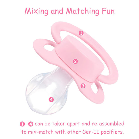 3 Pack Littleforbig Bigshield Generation-II Adult Sized Pacifier Overload Paci - Dark-Pink Medium-Pink Light-Pink