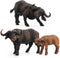 3 Pcs African Safari Bull Action Figure Toy, Realistic Buffalo Figurines Collection Playset