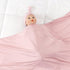 Bayceen Large Jersey Knitted Swaddle Blanket for Baby, Soft Stretchy Receiving Blanket with Hat, 47 x 47 Inches (Rose)