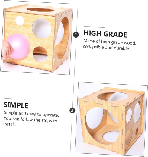 Toyvian Box Balloon Hole Sizer, Collapsible Measuring Tool for DIY Balloon Sizes, Wooden Foldable Measurer