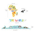 DECOWALL SG2-1615S Animal World Map Kids Wall Decals, Peel and Stick Removable Stickers for Nursery and Bedroom